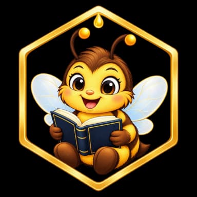 Altın altıgen içinde lacivert kitap okuyan sevimli arı.